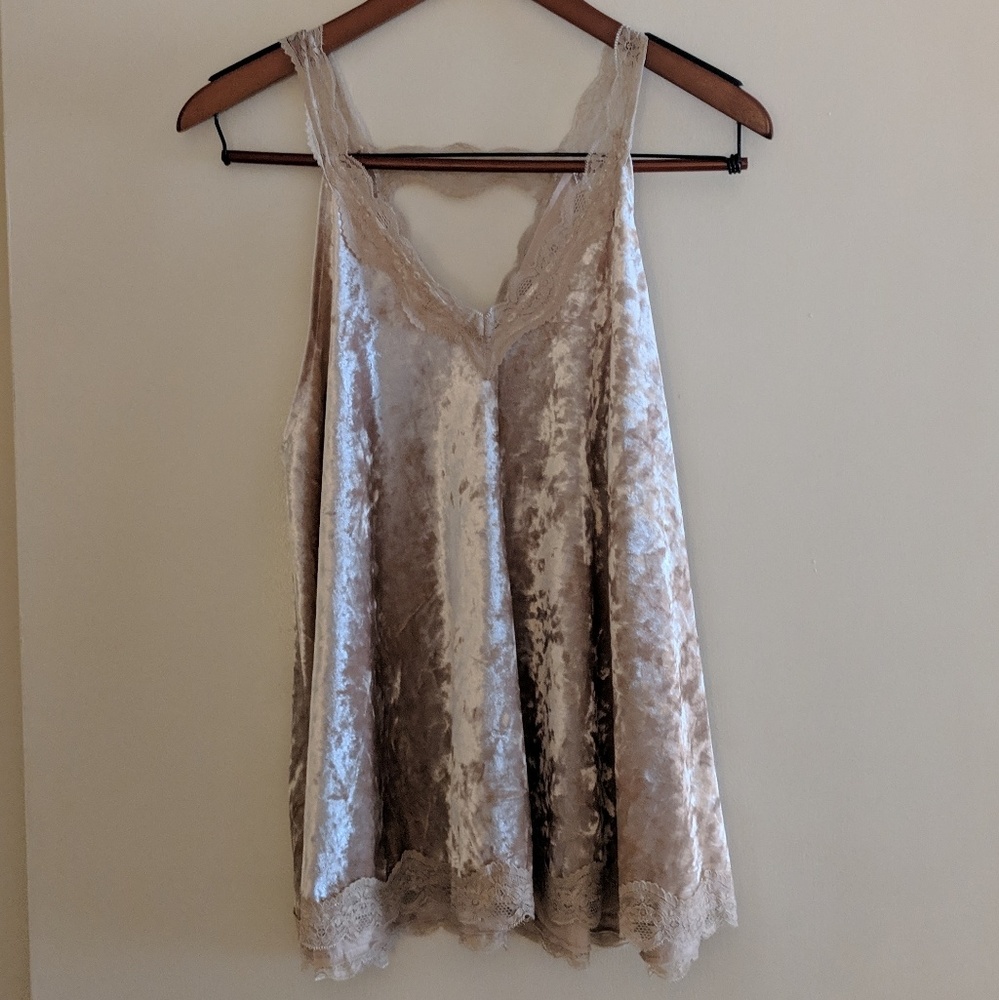 POL crushed velvet gold top